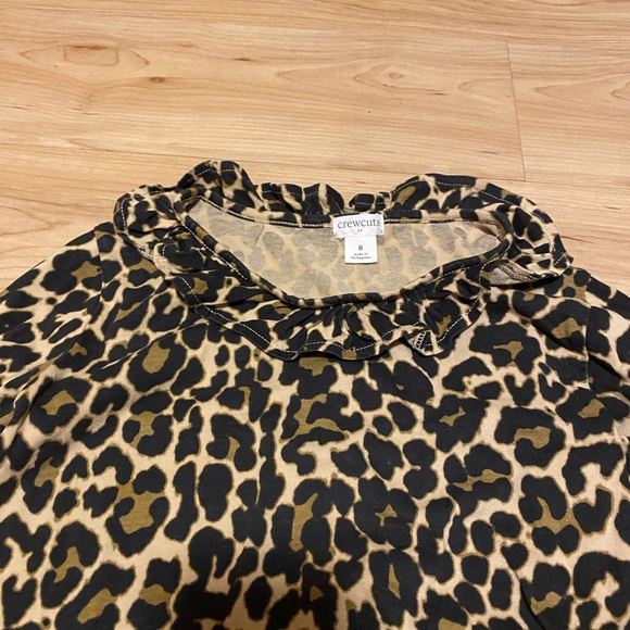 Crewcuts Girls Cheetah Print Long Sleeve Blouse Size 8 Crewneck 100% Cotton - Picture 3 of 4